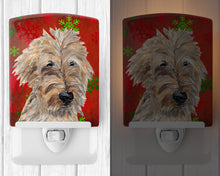 Load image into Gallery viewer, Golden Doodle Red Snowflakes Holiday Ceramic Night Light SC9591CNL