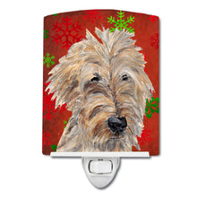 Load image into Gallery viewer, Golden Doodle Red Snowflakes Holiday Ceramic Night Light SC9591CNL