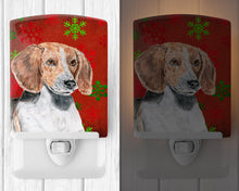 Load image into Gallery viewer, English Foxhound Red Snowflakes Holiday Ceramic Night Light SC9593CNL