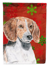 Load image into Gallery viewer, English Foxhound Red Snowflake Christmas Garden Flag – Decorative Outdoor Yard Flag