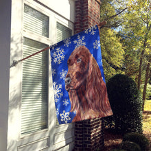 Load image into Gallery viewer, Irish Setter Blue Snowflake Winter Flag Canvas House Size