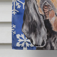 Load image into Gallery viewer, Coonhound Blue Snowflake Winter Flag Canvas House Size