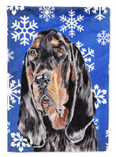 Load image into Gallery viewer, Coonhound Blue Snowflake Winter Flag Canvas House Size