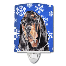 Load image into Gallery viewer, Black and Tan Coonhound Winter Snowflakes Ceramic Night Light SC9595CNL