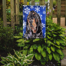 Load image into Gallery viewer, Coonhound Blue Snowflake Winter Garden Flag – Decorative Outdoor Yard Flag