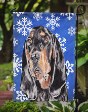 Load image into Gallery viewer, Coonhound Blue Snowflake Winter Garden Flag – Decorative Outdoor Yard Flag