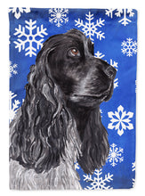 Load image into Gallery viewer, Cocker Spaniel Blue Snowflake Winter Flag Canvas House Size