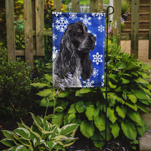 Load image into Gallery viewer, Cocker Spaniel Blue Snowflake Winter Garden Flag – Decorative Outdoor Yard Flag