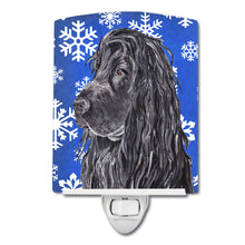 Load image into Gallery viewer, Black Cocker Spaniel Winter Snowflakes Ceramic Night Light SC9597CNL