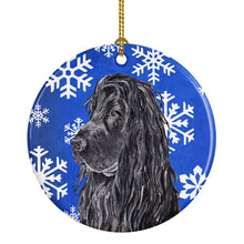 Load image into Gallery viewer, Black Cocker Spaniel Winter Snowflakes Ornament - Round Ceramic Ornament – Artist-Designed Keepsake Decoration SC9597CO1