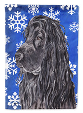 Load image into Gallery viewer, English Cocker Spaniel Blue Snowflake Winter Garden Flag – Decorative Outdoor Yard Flag