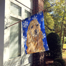 Load image into Gallery viewer, Cocker Spaniel Blue Snowflake Winter Flag Canvas House Size