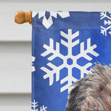 Load image into Gallery viewer, Border Terrier Blue Snowflake Winter Flag Canvas House Size