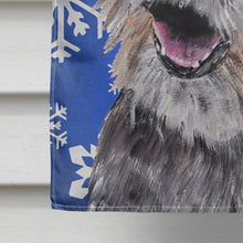 Load image into Gallery viewer, Border Terrier Blue Snowflake Winter Flag Canvas House Size