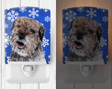 Load image into Gallery viewer, Border Terrier Winter Snowflakes Ceramic Night Light SC9599CNL
