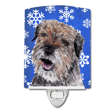 Load image into Gallery viewer, Border Terrier Winter Snowflakes Ceramic Night Light SC9599CNL