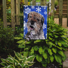 Load image into Gallery viewer, Border Terrier Blue Snowflake Winter Garden Flag – Decorative Outdoor Yard Flag
