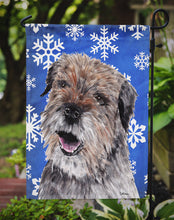 Load image into Gallery viewer, Border Terrier Blue Snowflake Winter Garden Flag – Decorative Outdoor Yard Flag