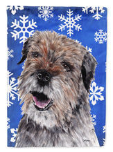 Load image into Gallery viewer, Border Terrier Blue Snowflake Winter Garden Flag – Decorative Outdoor Yard Flag