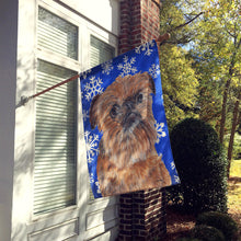 Load image into Gallery viewer, Brussels Griffon Blue Snowflake Winter Flag Canvas House Size