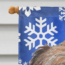 Load image into Gallery viewer, Brussels Griffon Blue Snowflake Winter Flag Canvas House Size