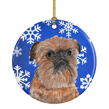 Load image into Gallery viewer, Brussels Griffon Winter Snowflakes Ornament - Round Ceramic Ornament – Artist-Designed Keepsake Decoration SC9600CO1