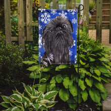 Load image into Gallery viewer, Brussels Griffon Blue Snowflake Winter Garden Flag – Decorative Outdoor Yard Flag
