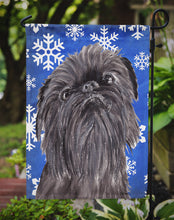 Load image into Gallery viewer, Brussels Griffon Blue Snowflake Winter Garden Flag – Decorative Outdoor Yard Flag