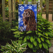 Load image into Gallery viewer, Boykin Spaniel Blue Snowflake Winter Garden Flag – Decorative Outdoor Yard Flag