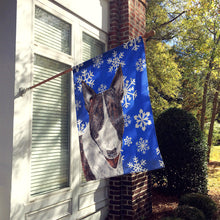 Load image into Gallery viewer, Bull Terrier Blue Snowflake Winter Flag Canvas House Size