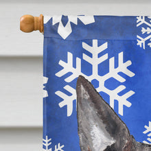 Load image into Gallery viewer, Bull Terrier Blue Snowflake Winter Flag Canvas House Size