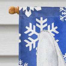 Load image into Gallery viewer, Bull Terrier Blue Snowflake Winter Flag Canvas House Size