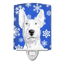 Load image into Gallery viewer, Bull Terrier Winter Snowflakes Ceramic Night Light SC9604CNL