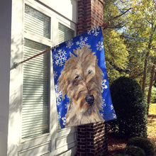Load image into Gallery viewer, Goldendoodle Blue Snowflake Winter Flag Canvas House Size