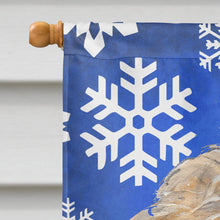 Load image into Gallery viewer, Goldendoodle Blue Snowflake Winter Flag Canvas House Size