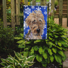 Load image into Gallery viewer, Goldendoodle Blue Snowflake Winter Garden Flag – Decorative Outdoor Yard Flag