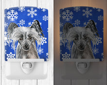 Load image into Gallery viewer, Chinese Crested Winter Snowflakes Ceramic Night Light SC9606CNL