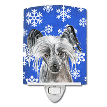 Load image into Gallery viewer, Chinese Crested Winter Snowflakes Ceramic Night Light SC9606CNL