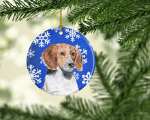 Load image into Gallery viewer, English Foxhound Winter Snowflakes Ornament - Round Ceramic Ornament – Artist-Designed Keepsake Decoration SC9607CO1