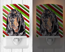 Load image into Gallery viewer, Black and Tan Coonhound Candy Cane Christmas Ceramic Night Light SC9609CNL