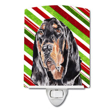 Load image into Gallery viewer, Black and Tan Coonhound Candy Cane Christmas Ceramic Night Light SC9609CNL