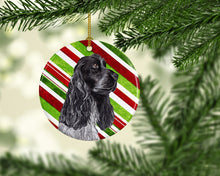 Load image into Gallery viewer, Black Cocker Spaniel Candy Cane Christmas Ceramic Ornament SC9610CO1