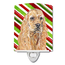 Load image into Gallery viewer, Buff Cocker Spaniel Candy Cane Christmas Ceramic Night Light SC9612CNL