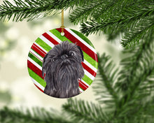 Load image into Gallery viewer, Brussels Griffon Candy Cane Christmas Ornament - Round Ceramic Ornament – Artist-Designed Keepsake Decoration SC9615CO1