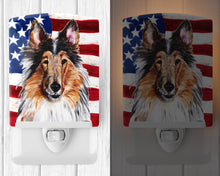 Load image into Gallery viewer, Collie with American Flag USA Ceramic Night Light SC9622CNL