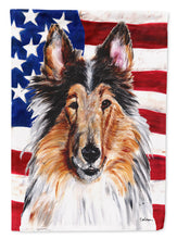 Load image into Gallery viewer, Collie with American Flag USA Garden Flag – Decorative Outdoor Yard Flag SC9622GF