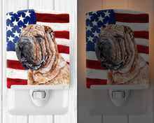 Load image into Gallery viewer, Shar Pei with American Flag USA Ceramic Night Light SC9623CNL