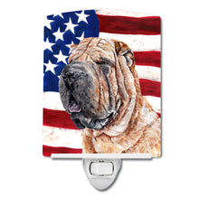 Load image into Gallery viewer, Shar Pei with American Flag USA Ceramic Night Light SC9623CNL