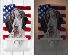 Load image into Gallery viewer, Blue Tick Coonhound with American Flag USA Ceramic Night Light SC9625CNL