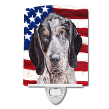 Load image into Gallery viewer, Blue Tick Coonhound with American Flag USA Ceramic Night Light SC9625CNL